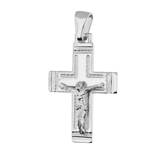 Krzyżyk srebrny rodowany z wizerunkiem Pana Jezusa NI XCI02307 ROD próba 925