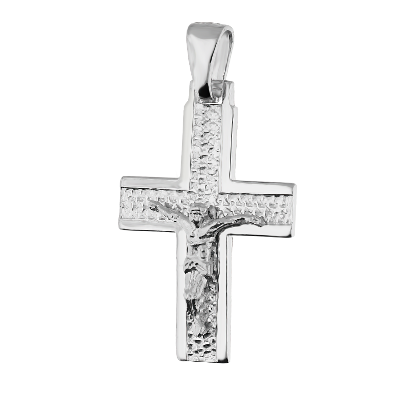 Krzyżyk srebrny tłoczony z wizerunkiem Pana Jezusa NI XCI02311 ROD próba 925