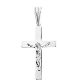 Krzyżyk srebrny gładki z wizerunkiem Pana Jezusa