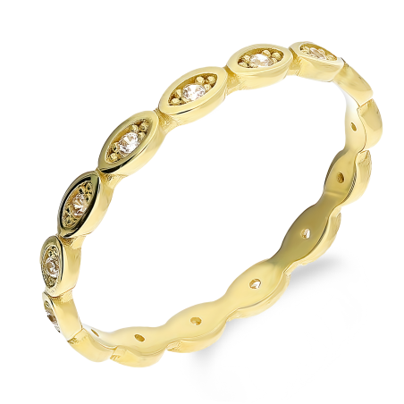 Pierścionek złoty obrączka Miłości z cyrkoniami na szynie