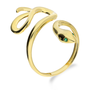Pierścionek złoty wąż z zielonymi cyrkoniami PY YYZ-8001 próba 375