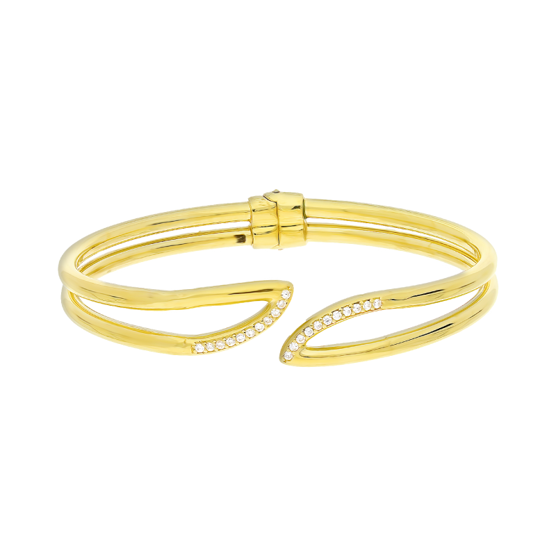 Bransoleta pozłacana otwarta bangla łezki z cyrkoniami PW440 GOLD próba 925