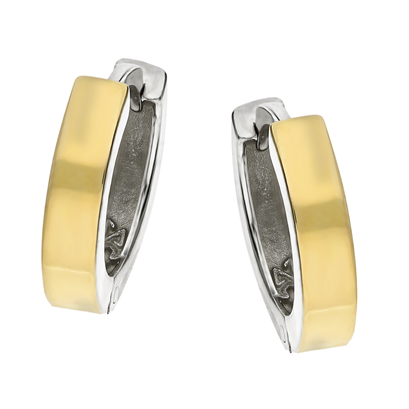 Kolczyki srebrne kółka 10 mm z złotą blaszką/zatrzask PX 242_AU375 blaszka gold