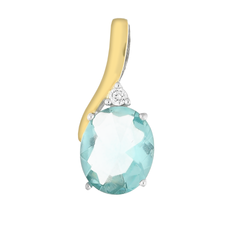 Zawieszka srebrna owalny topaz jubilerski, białe cyrkonie i złota blaszka PX 840 TOP_AU375 blaszka gold