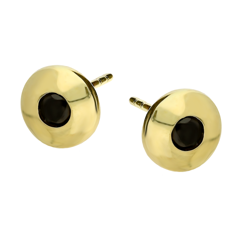 Kolczyki złote pinezka z czarną cyrkonią/sztyft S3 ELCV-0039-1 black próba 585