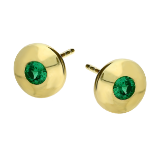 Kolczyki złote pinezka z zieloną cyrkonią/sztyft S3 ELCV-0039-1 green próba 375
