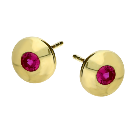 Kolczyki złote pinezka z różową cyrkonią/sztyft S3 ELCV-0039-1 pink próba 375