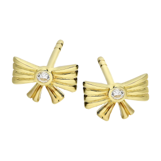 Kolczyki złote kokardka z cyrkonią/sztyft S3 ELCV-0059 próba 585