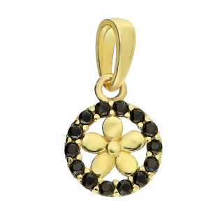 Zawieszka złota kwiatek w kole z czarnymi cyrkoniami S3 ELEP-8224 próba 375