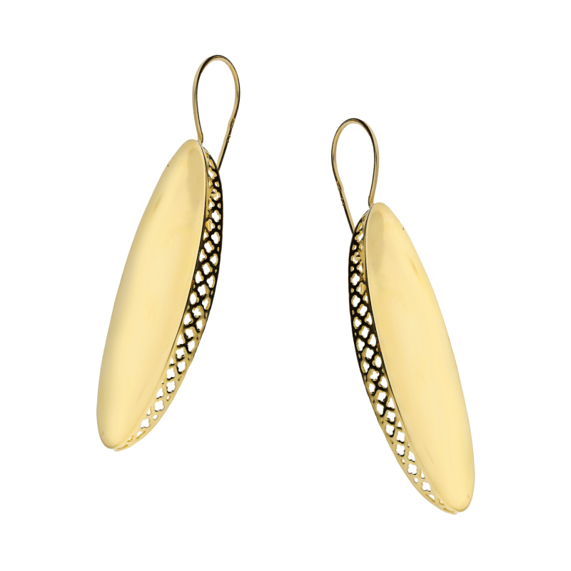 Kolczyki złote wklęsła łezka gładka i ażur bokiem/big.zam. PY P04GE-88 próba 585