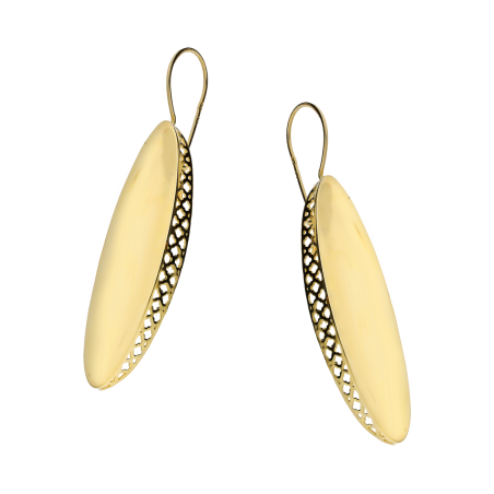 Kolczyki złote wklęsła łezka gładka i ażur bokiem/big.zam. PY P04GE-88 próba 585