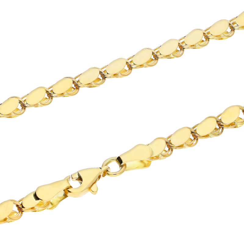 Naszyjnik złoty łuski na ażurowej taśmie