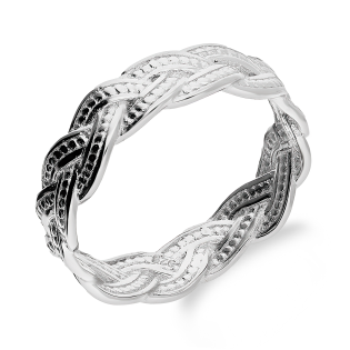 Pierścionek srebrny warkocz z kulkami bead AT473 próba 925