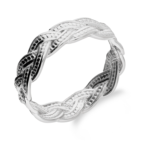 Pierścionek srebrny warkocz z kulkami bead AT473 próba 925