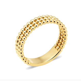 Pierścionek złoty obrączkowy z trzema rzędami kulek bead DJ PREMIUM283M próba 375