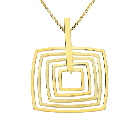 Naszyjnik pozłacany kwadraty ramki x5/anker M3-006 GOLD próba 925