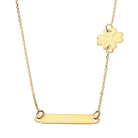 Naszyjnik złoty koniczyna z serc i blaszka/anker M3-024 próba 585