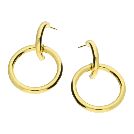 Kolczyki pozłacane koło ramka 25 mm na półkolu/sztyft M3-046 GOLD próba 925