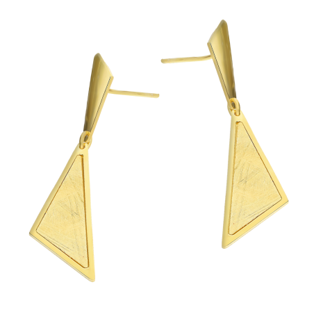 Kolczyki srebrne wiszące trójkąty kolor złoty