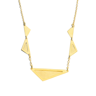 Naszyjnik pozłacany szczotkowane i gładkie trójkąty