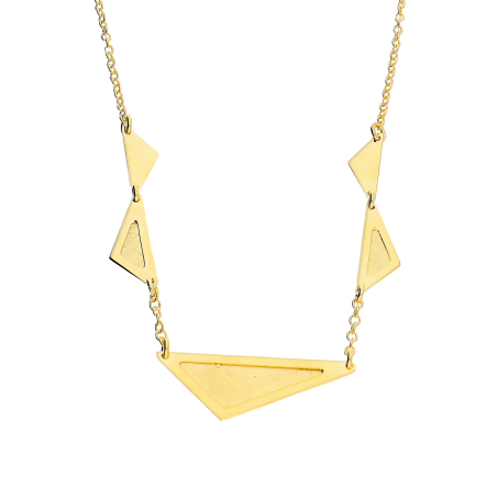 Naszyjnik pozłacany szczotkowane i gładkie trójkąty