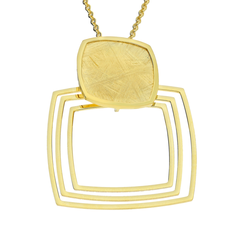 Naszyjnik pozłacany kwadraty ramki x3 i kwadrat szczotkowany/rolo M3-059 GOLD próba 925