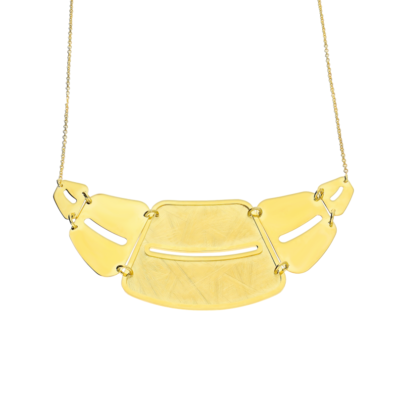 Naszyjnik pozłacany szczotkowane i gładkie trapezy/rolo M3-071 GOLD próba 925