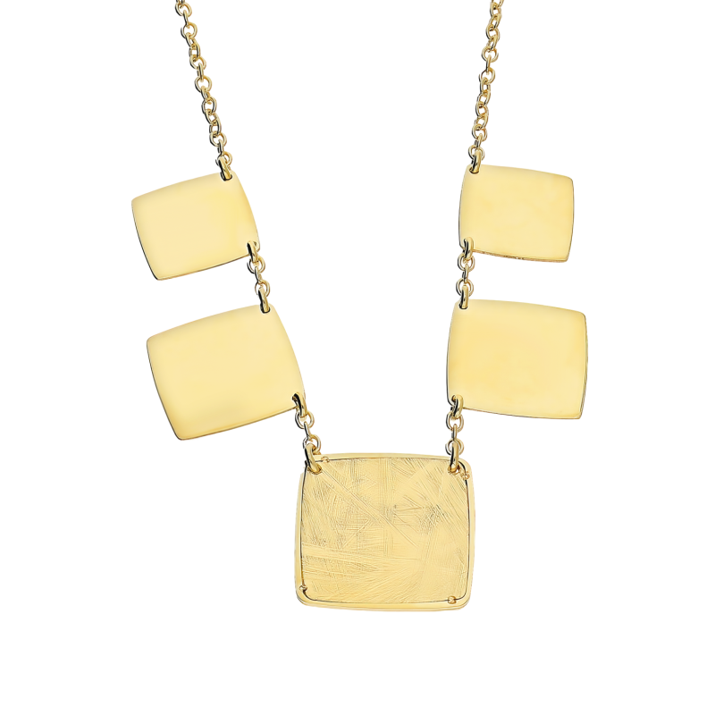 Naszyjnik pozłacany szczotkowane i gładkie kwadraty/rolo M3-072 GOLD próba 925