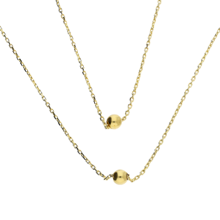 Naszyjnik podwójny z gładkimi kulkami/rolo MZ T23-PN-2566-3mm próba 585