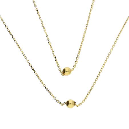 Naszyjnik podwójny z gładkimi kulkami/rolo MZ T23-PN-2566-3mm próba 585