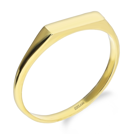 Pierścionek złoty sygnecik z prostokątną blaszką MZ T23-R-663 próba 585