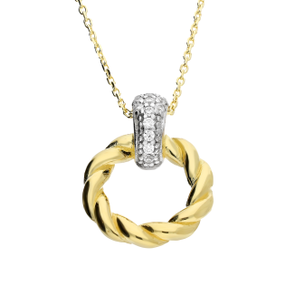 Naszyjnik złoty koło sznur z cyrkoniami u góry/rolo MZ T23-T61-N-K3122-CZ próba 375