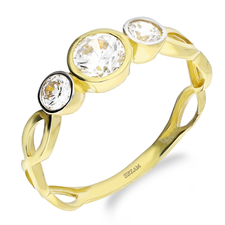 Złoty Pierścionek z Cyrkoniami pr. 375 - JubilerSezam.pl