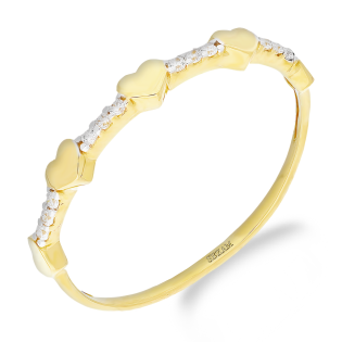 Pierścionek złoty gładkie serca i białe cyrkonie MZ T45-R-TYZ-2743-YW-CZ próba 585