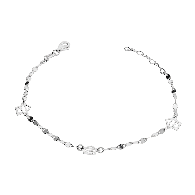 Bransoleta srebrna serca w domku/blaszki NI BRN33345 ROD próba 925