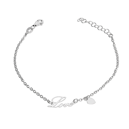Bransoleta srebrna napis Love i serce/rolo NI BRN33519 ROD próba 925