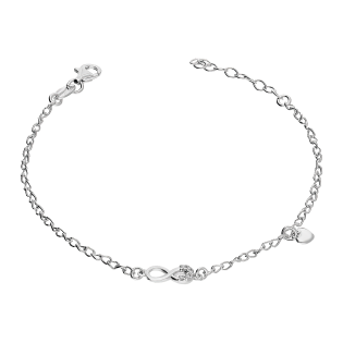 Bransoleta srebrna infinity z cyrkoniami i wiszące serce/rolo NI BRN33951 ROD próba 925