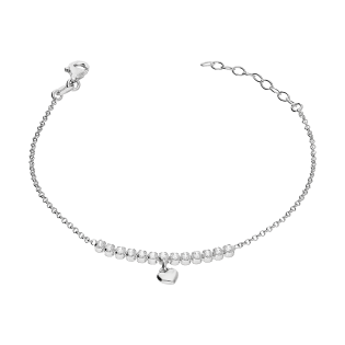 Bransoleta srebrna wiszące serce i rząd białych cyrkonii/rolo NI BRN34051 ROD próba 925