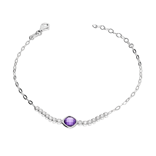 Bransoleta srebrna fioletowa fasetowana cyrkonia i rząd cyrkonii/anker NI XBR11166B ROD próba 925