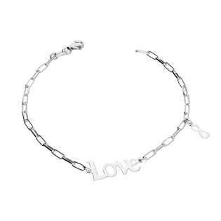 Bransoleta srebrna napis LOVE i infinity/anker long NI XGI03648 ROD próba 925