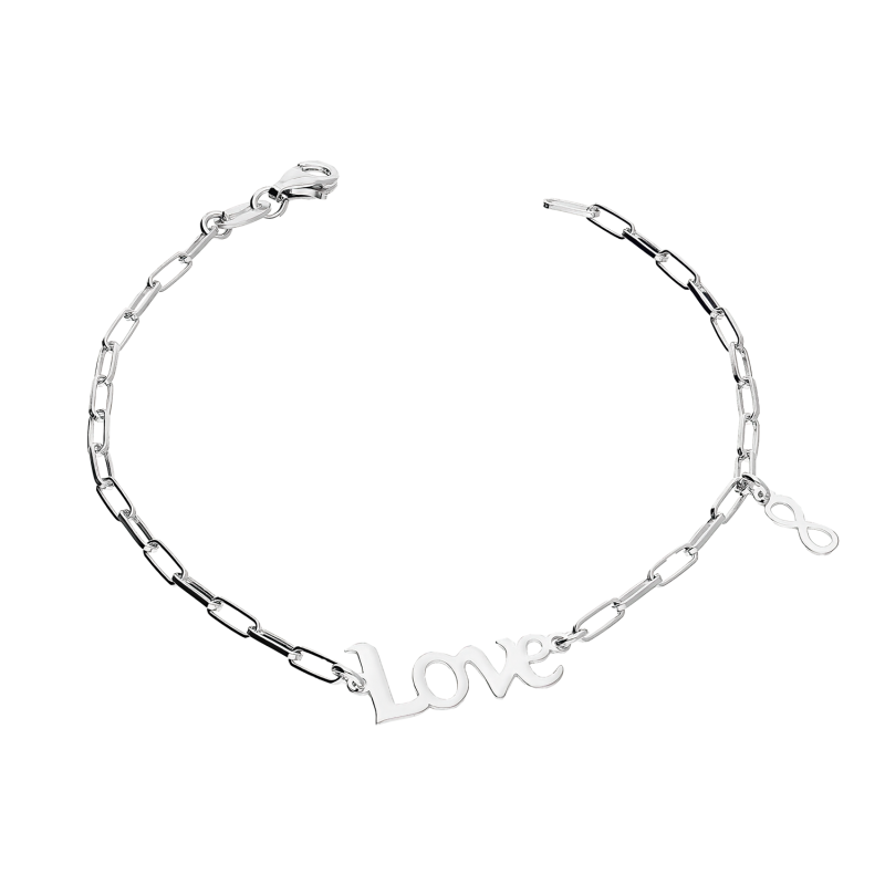 Bransoleta srebrna napis LOVE i infinity/anker long NI XGI03648 ROD próba 925