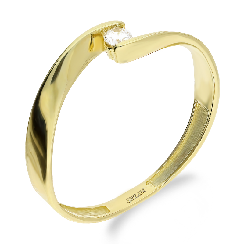 Pierścionek złoty MARIAGE z białą cyrkonią OL CNB082 próba 375