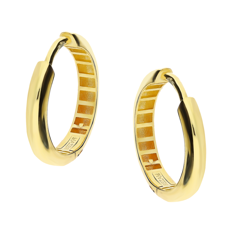 Kolczyki złote kółka 15mm półokrągłe/zatrzask OL FZE121-3mm próba 585