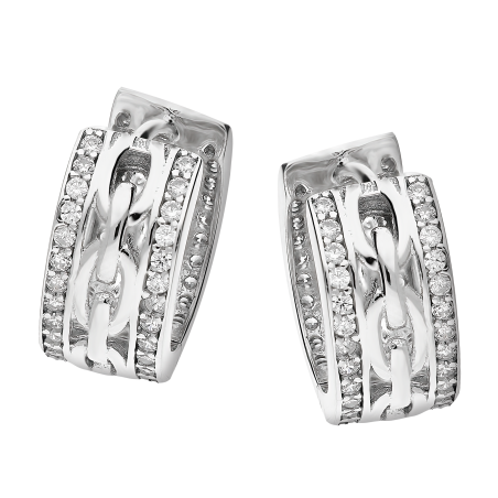 Srebrne kolczyki kółka z cyrkoniami pr. 925 - JubilerSezam.pl