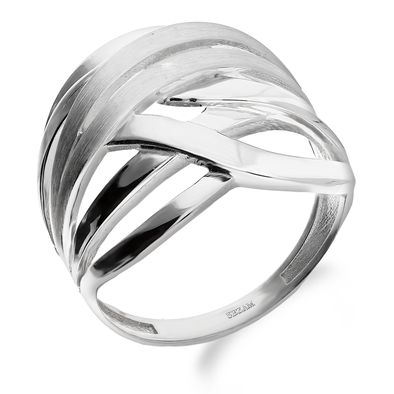 Pierścionek srebrny ażurowa przeplatanka i fale OL KGT9 próba 925