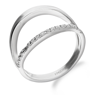 Pierścionek srebrny rozdzielona szyna i rząd cyrkonii OL KGT340 próba 925