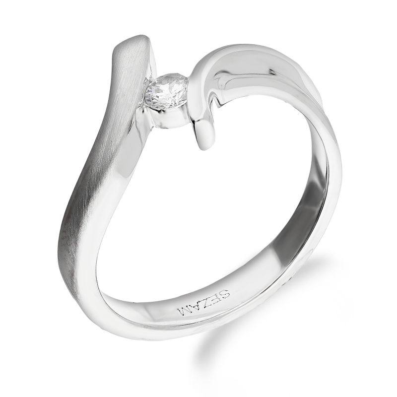 Pierścionek srebrny biała cyrkonia otulona szyną OL KGT689 próba 925