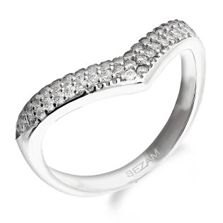 Pierścionek srebrny szpic z dwoma rzędami cyrkonii, próba 925