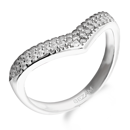 Pierścionek srebrny szpic z dwoma rzędami cyrkonii, próba 925