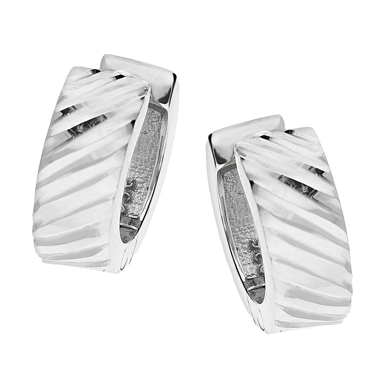 Kolczyki srebrne blaszki kółka z grawerowanymi paskami/zatrzask OL OKP061 DC6 próba 925